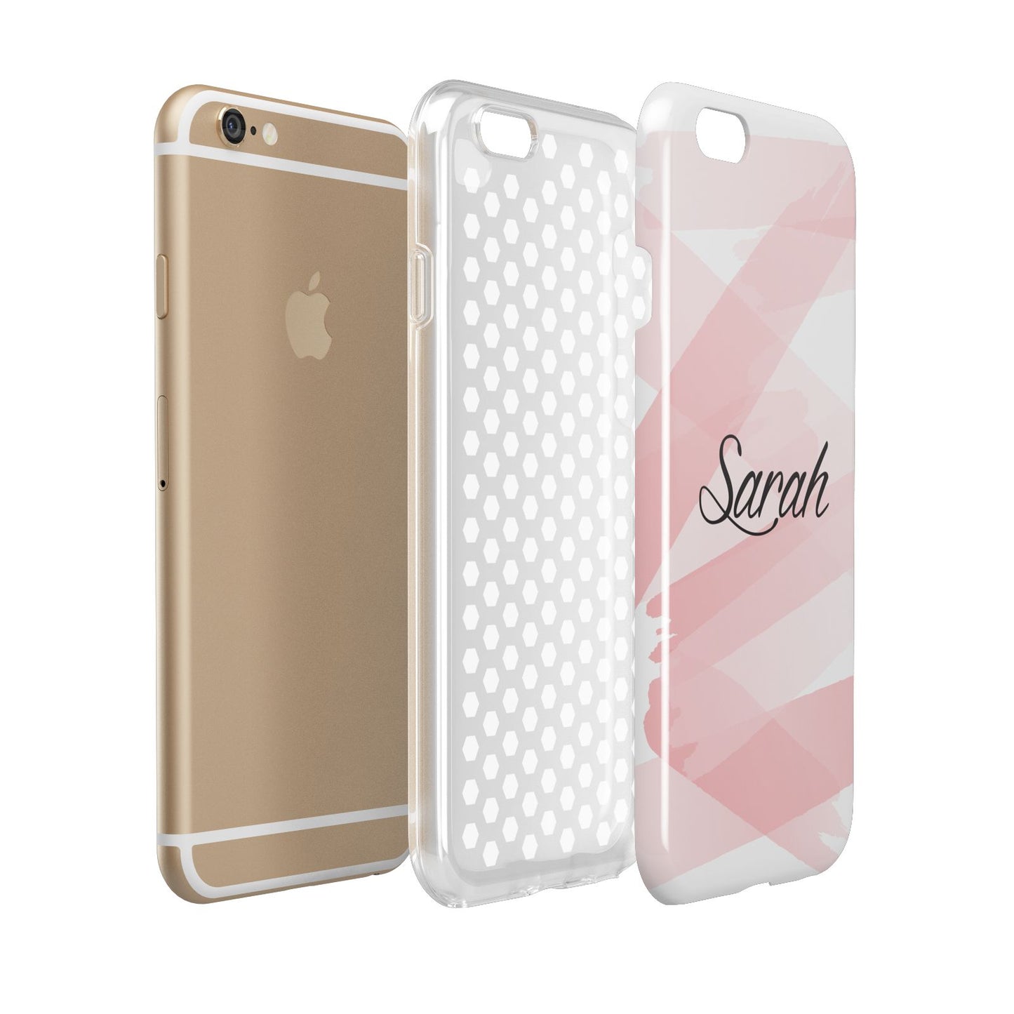 Personalised Pink Watercolour Name Apple iPhone 6 3D Tough Case Expanded view