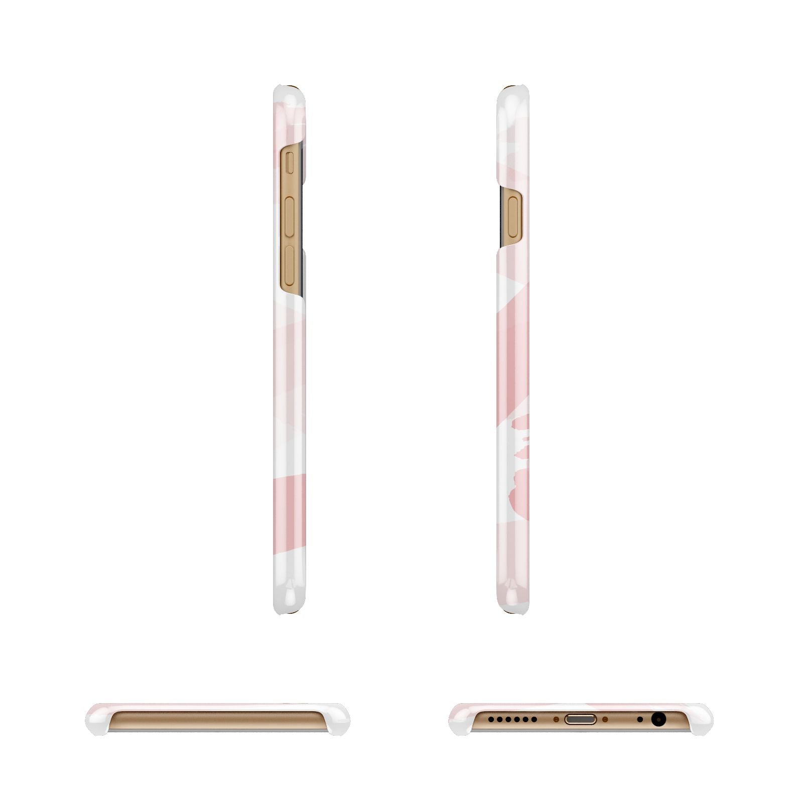 Personalised Pink Watercolour Name Apple iPhone 6 3D Wrap Snap Case Angled Images