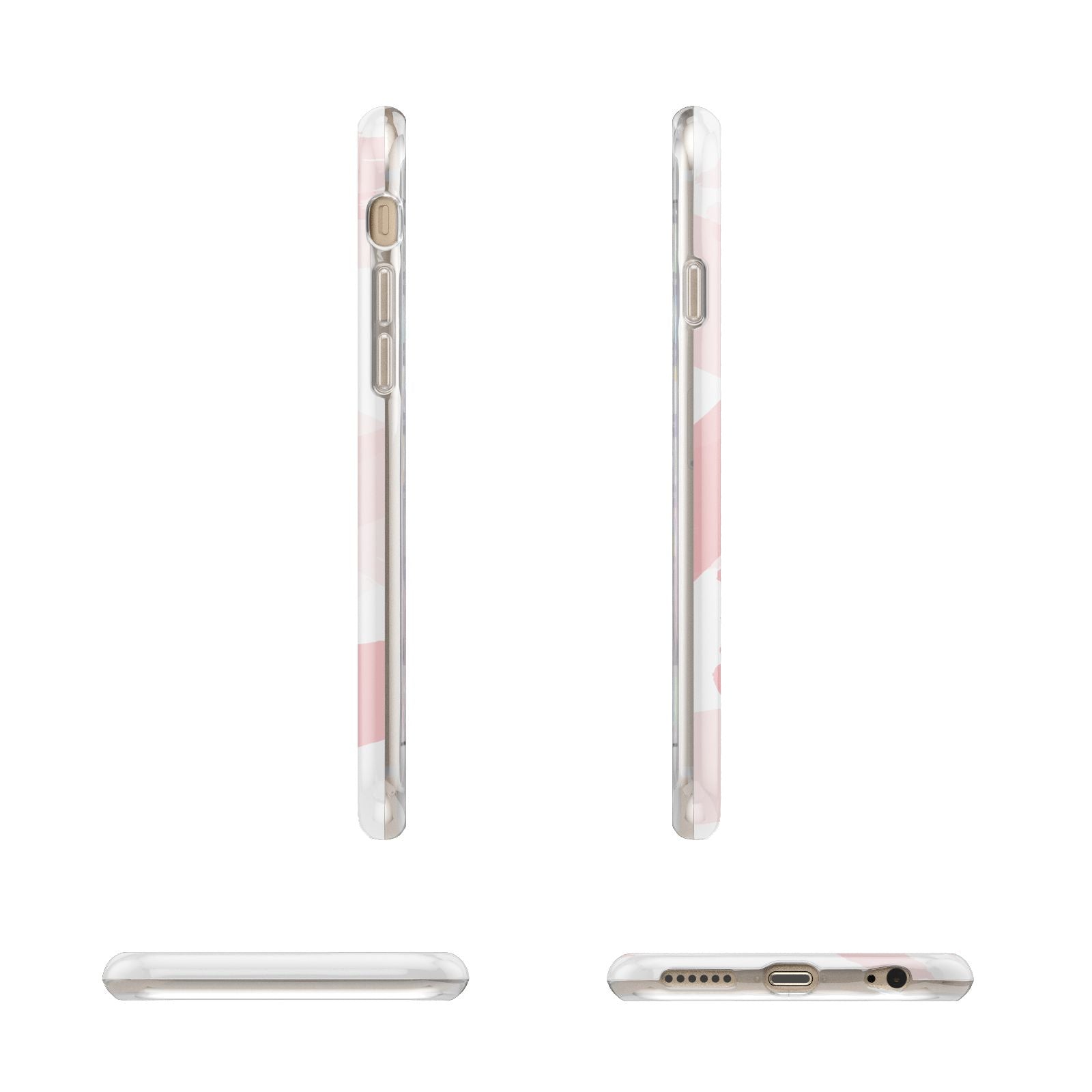 Personalised Pink Watercolour Name Apple iPhone 6 3D Wrap Tough Case Alternative Image Angles