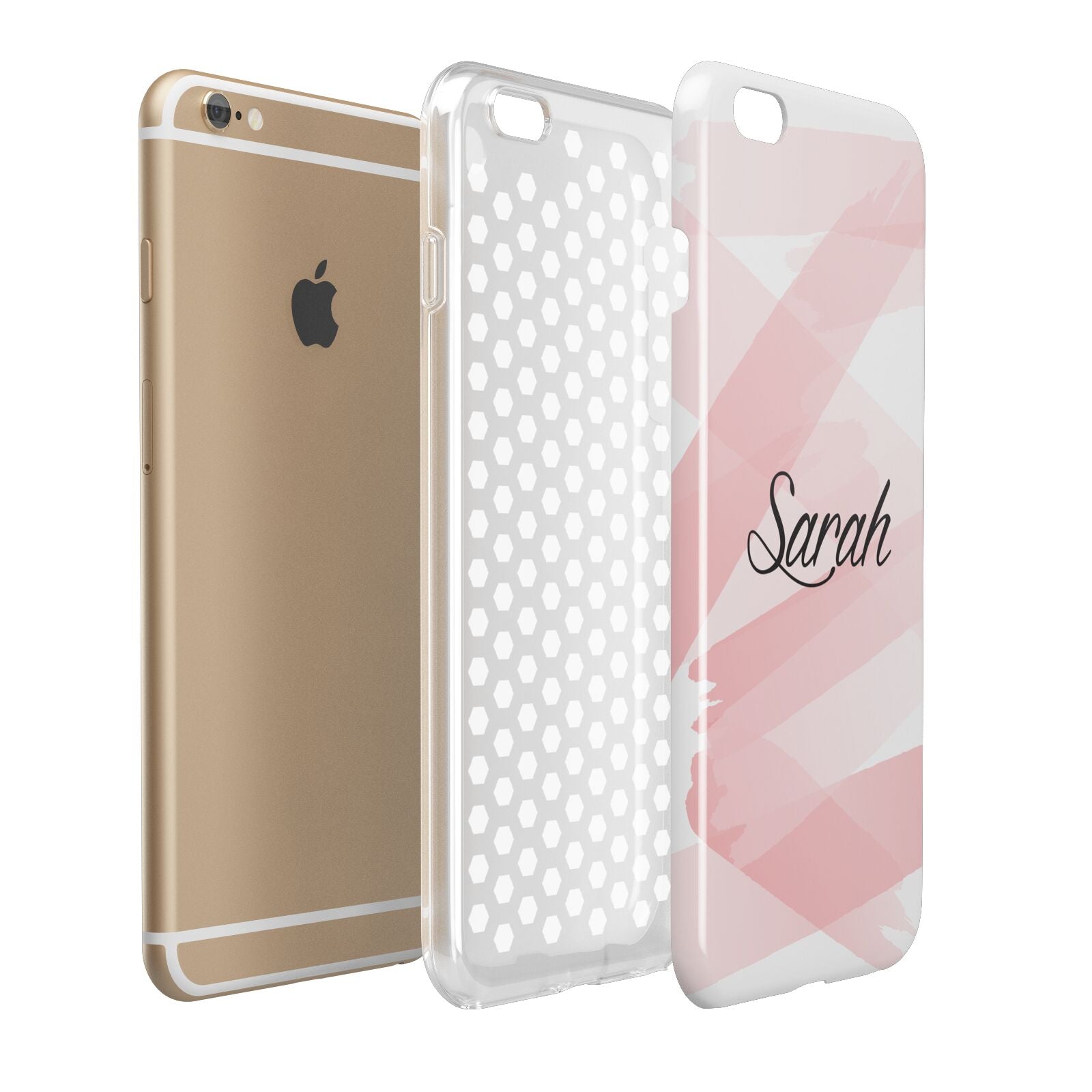 Personalised Pink Watercolour Name Apple iPhone 6 Plus 3D Tough Case Expand Detail Image