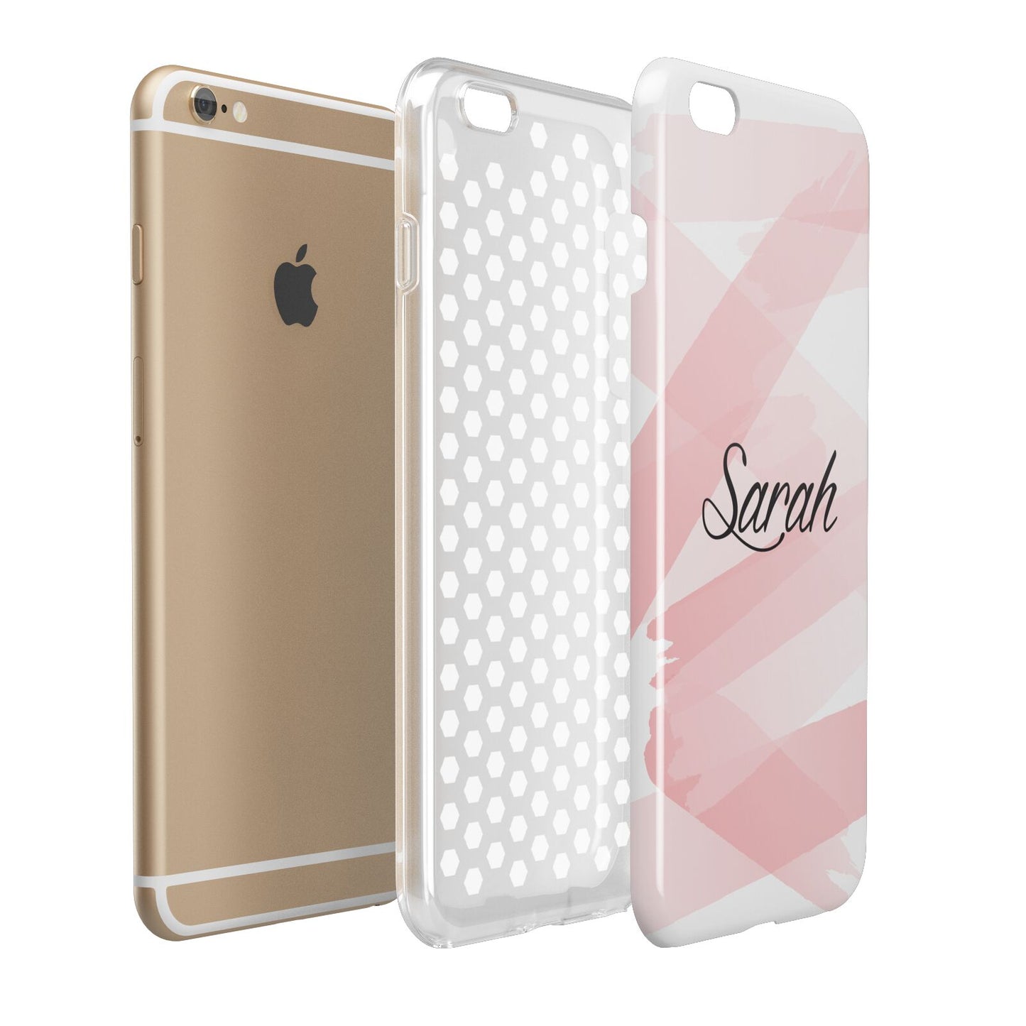 Personalised Pink Watercolour Name Apple iPhone 6 Plus 3D Tough Case Expand Detail Image