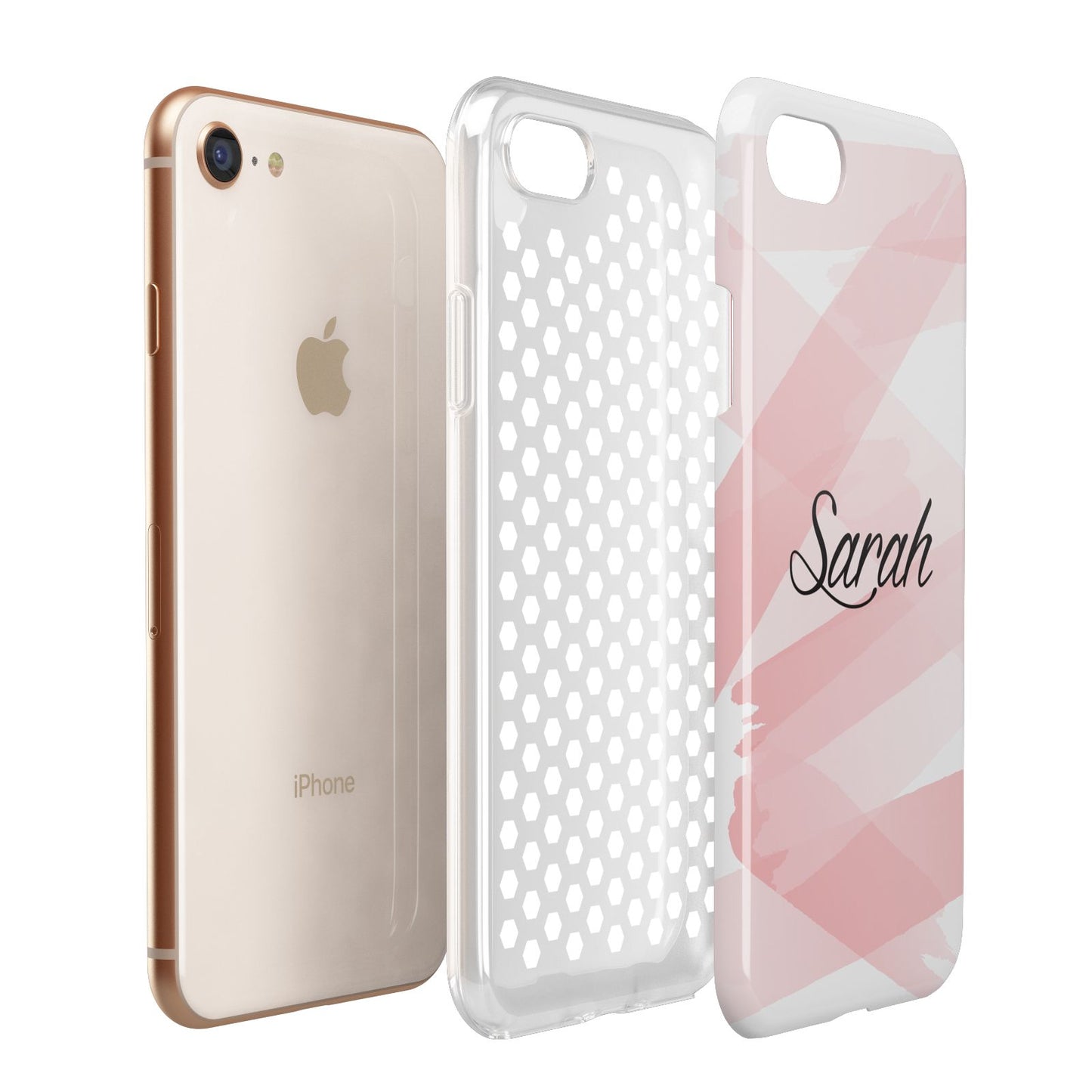 Personalised Pink Watercolour Name Apple iPhone 7 8 3D Tough Case Expanded View