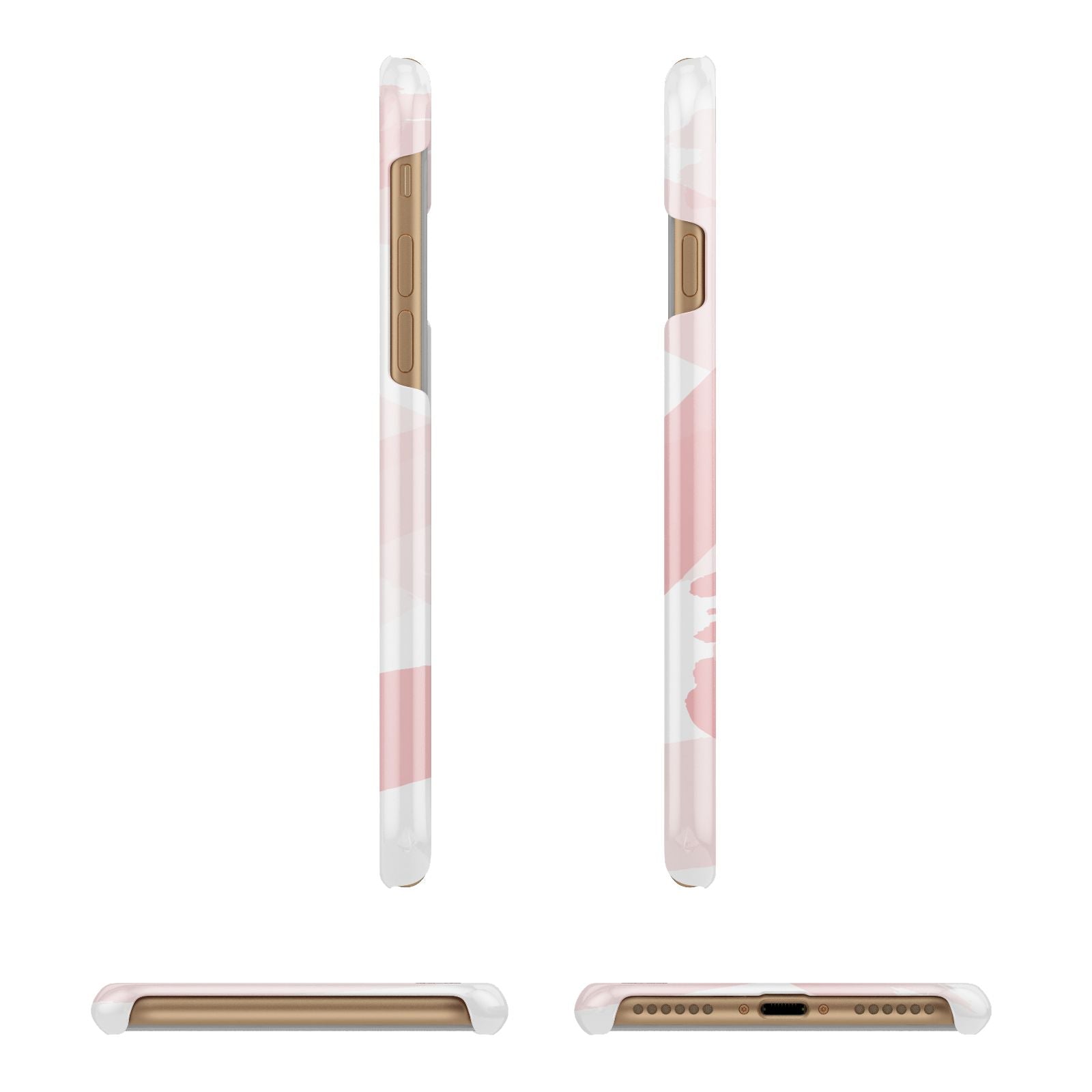 Personalised Pink Watercolour Name Apple iPhone 7 8 3D Wrap Snap Case Angled Images