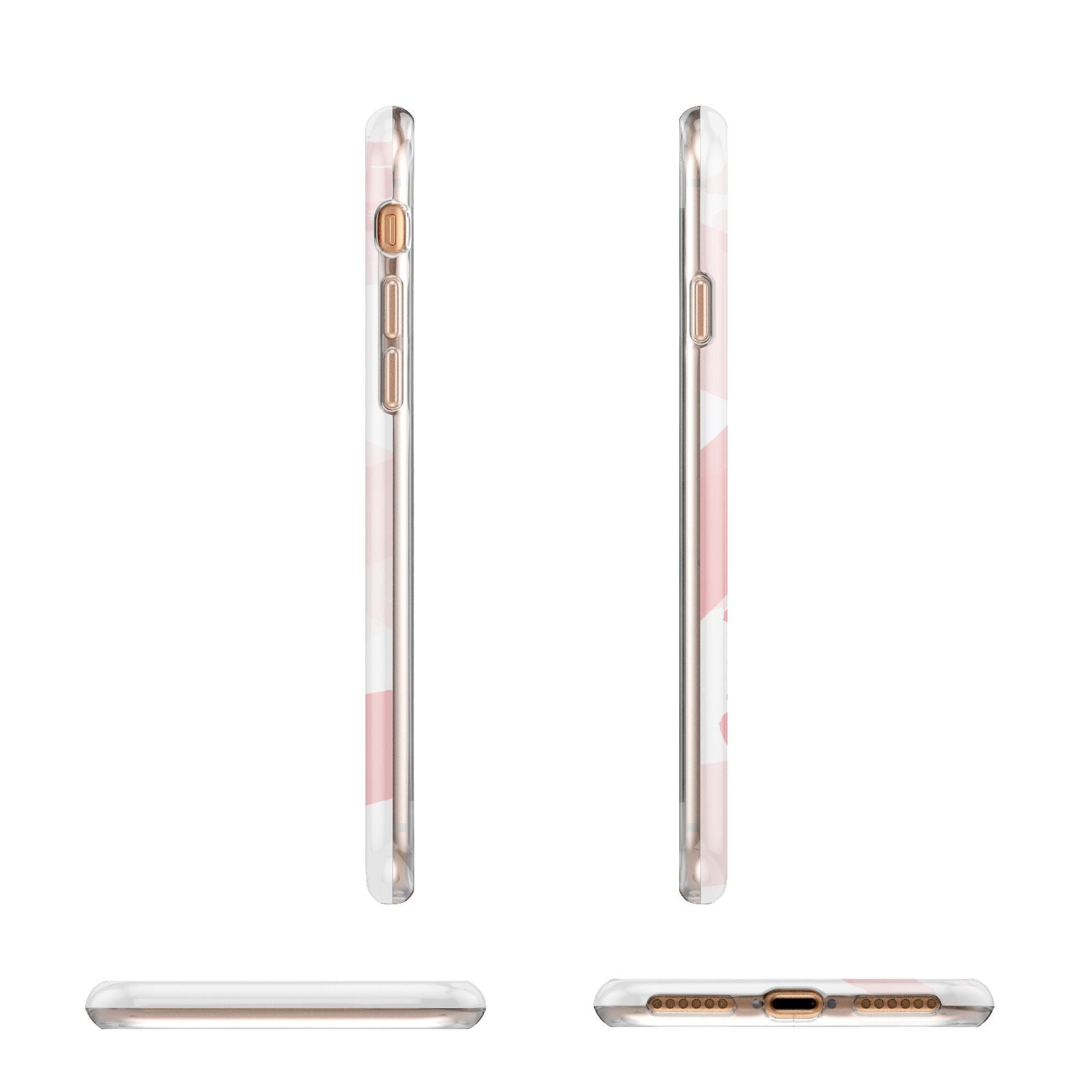 Personalised Pink Watercolour Name Apple iPhone 7 8 3D Wrap Tough Case Alternative Image Angles