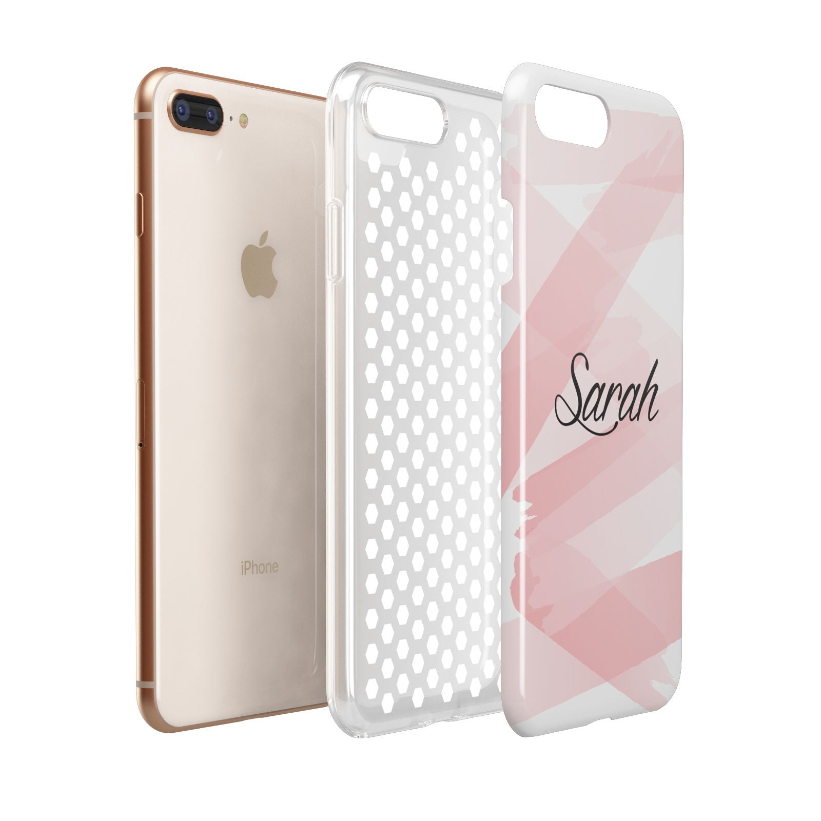 Personalised Pink Watercolour Name Apple iPhone 7 8 Plus 3D Tough Case Expanded View