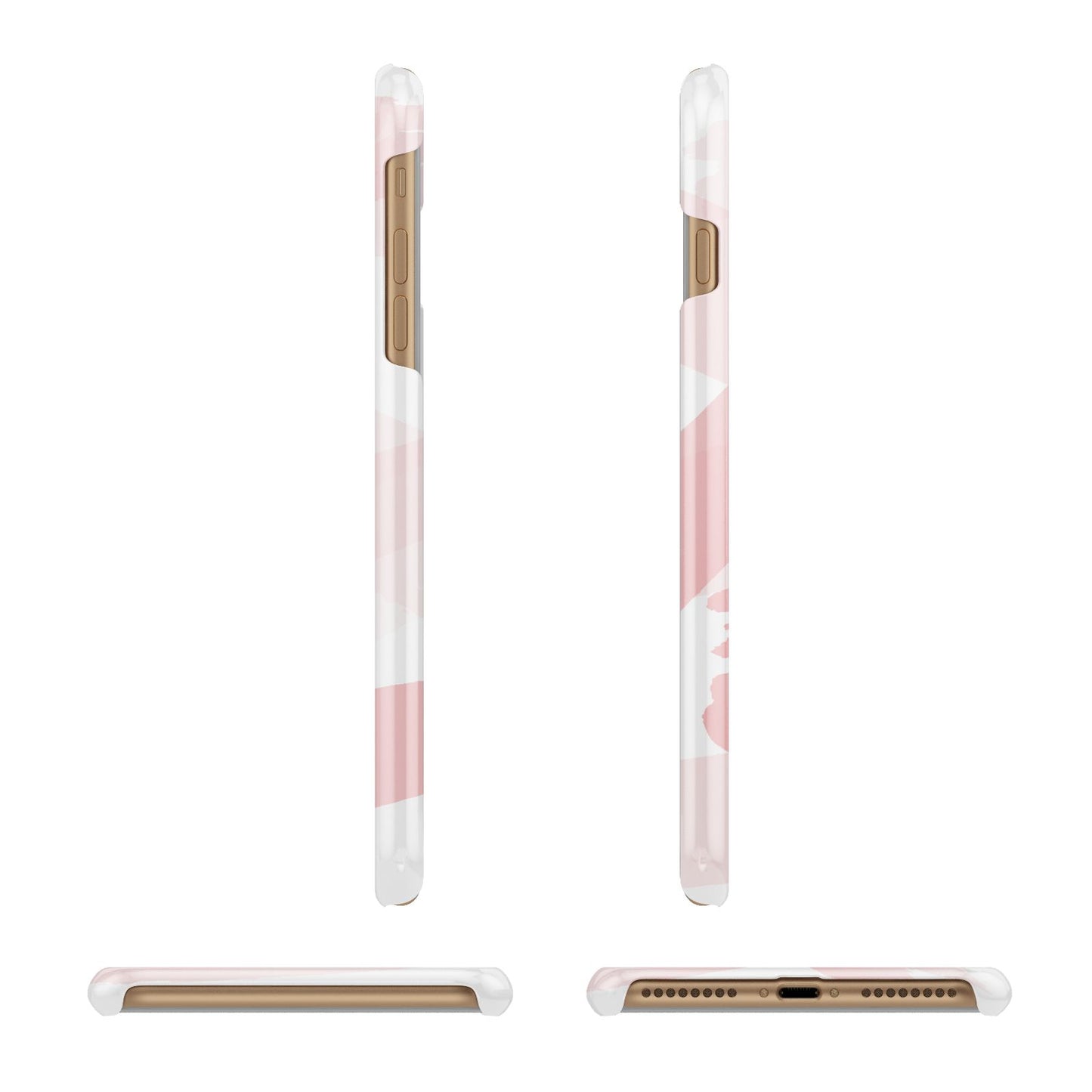 Personalised Pink Watercolour Name Apple iPhone 7 Plus 3D Wrap Snap Case Angled Images