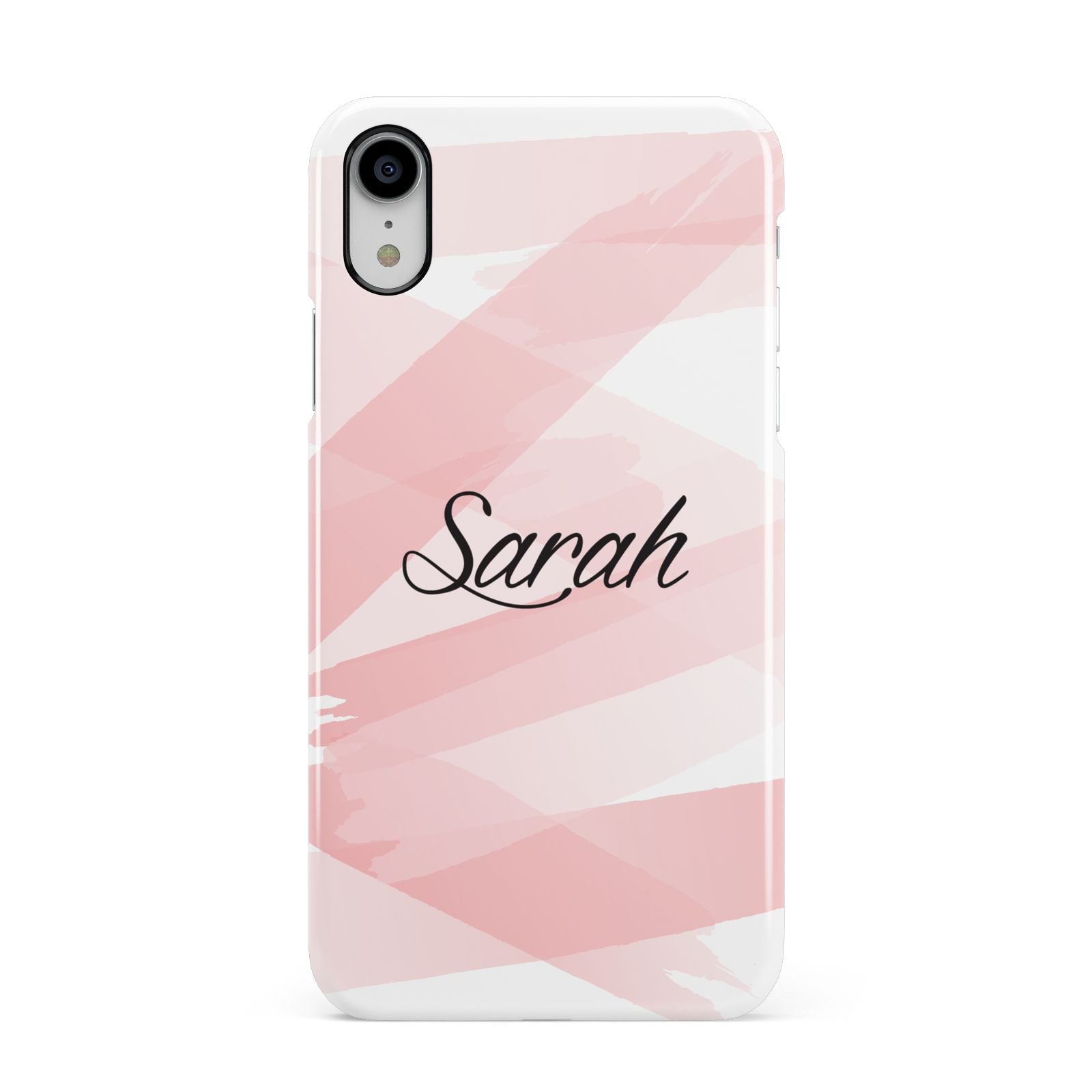 Personalised Pink Watercolour Name Apple iPhone XR White 3D Snap Case
