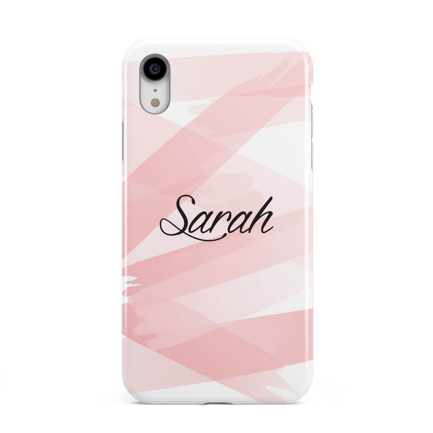 Personalised Pink Watercolour Name Apple iPhone XR White 3D Tough Case