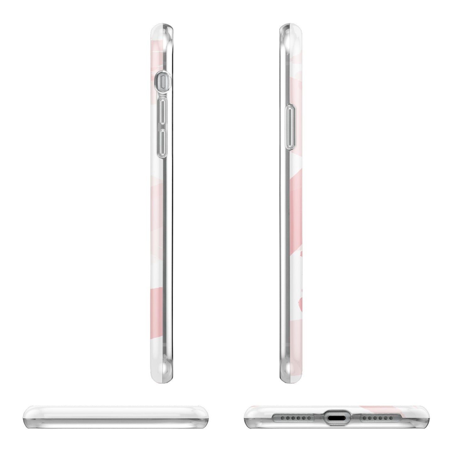 Personalised Pink Watercolour Name Apple iPhone XR in White with 3D Wrap Tough Case Alternative Image Angles