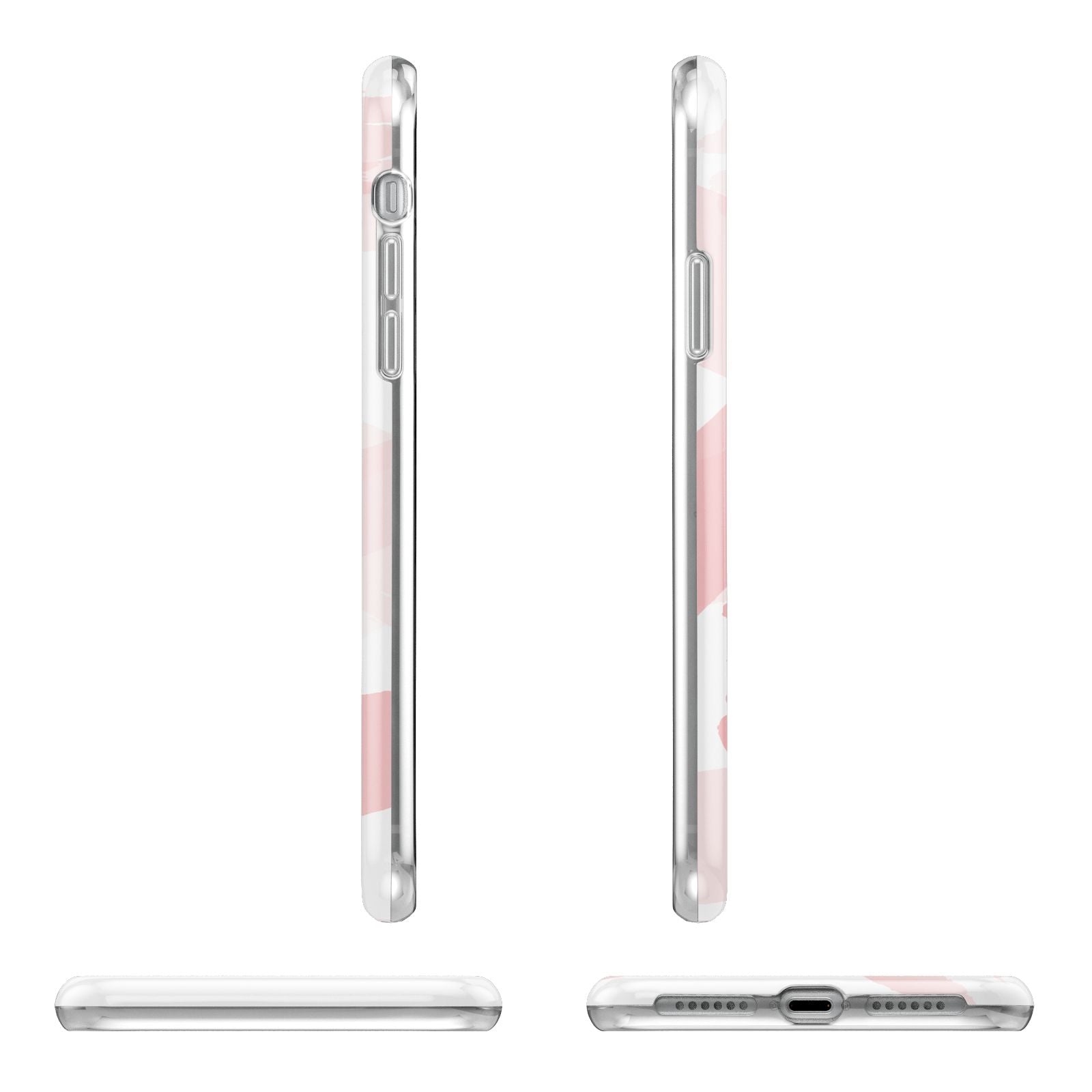 Personalised Pink Watercolour Name Apple iPhone XR in White with 3D Wrap Tough Case Alternative Image Angles