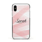 Personalised Pink Watercolour Name Apple iPhone Xs Impact Case Black Edge on Silver Phone