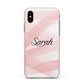 Personalised Pink Watercolour Name Apple iPhone Xs Impact Case Pink Edge on Gold Phone
