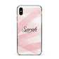 Personalised Pink Watercolour Name Apple iPhone Xs Max Impact Case Black Edge on Gold Phone