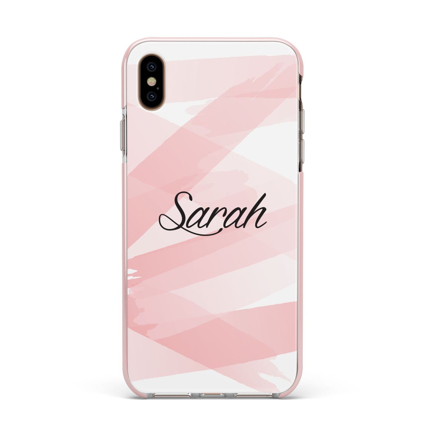 Personalised Pink Watercolour Name Apple iPhone Xs Max Impact Case Pink Edge on Gold Phone