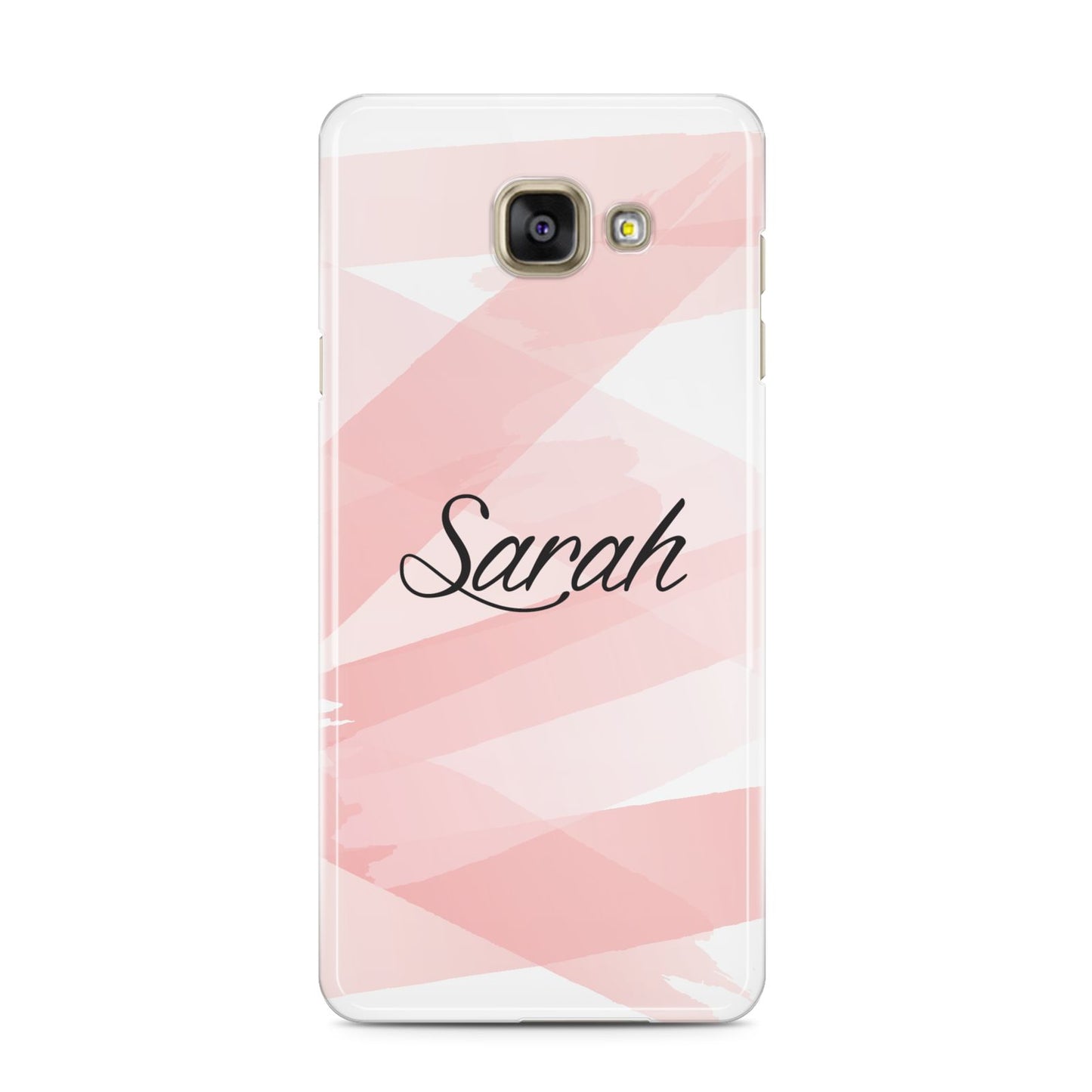 Personalised Pink Watercolour Name Samsung Galaxy A3 2016 Case on gold phone