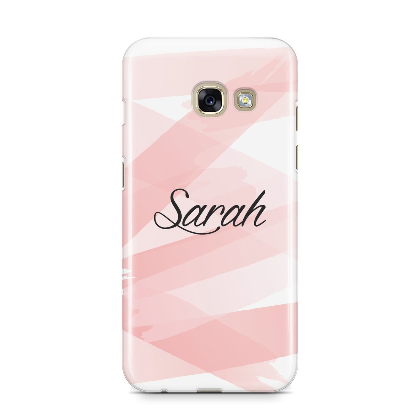 Personalised Pink Watercolour Name Samsung Galaxy A3 2017 Case on gold phone