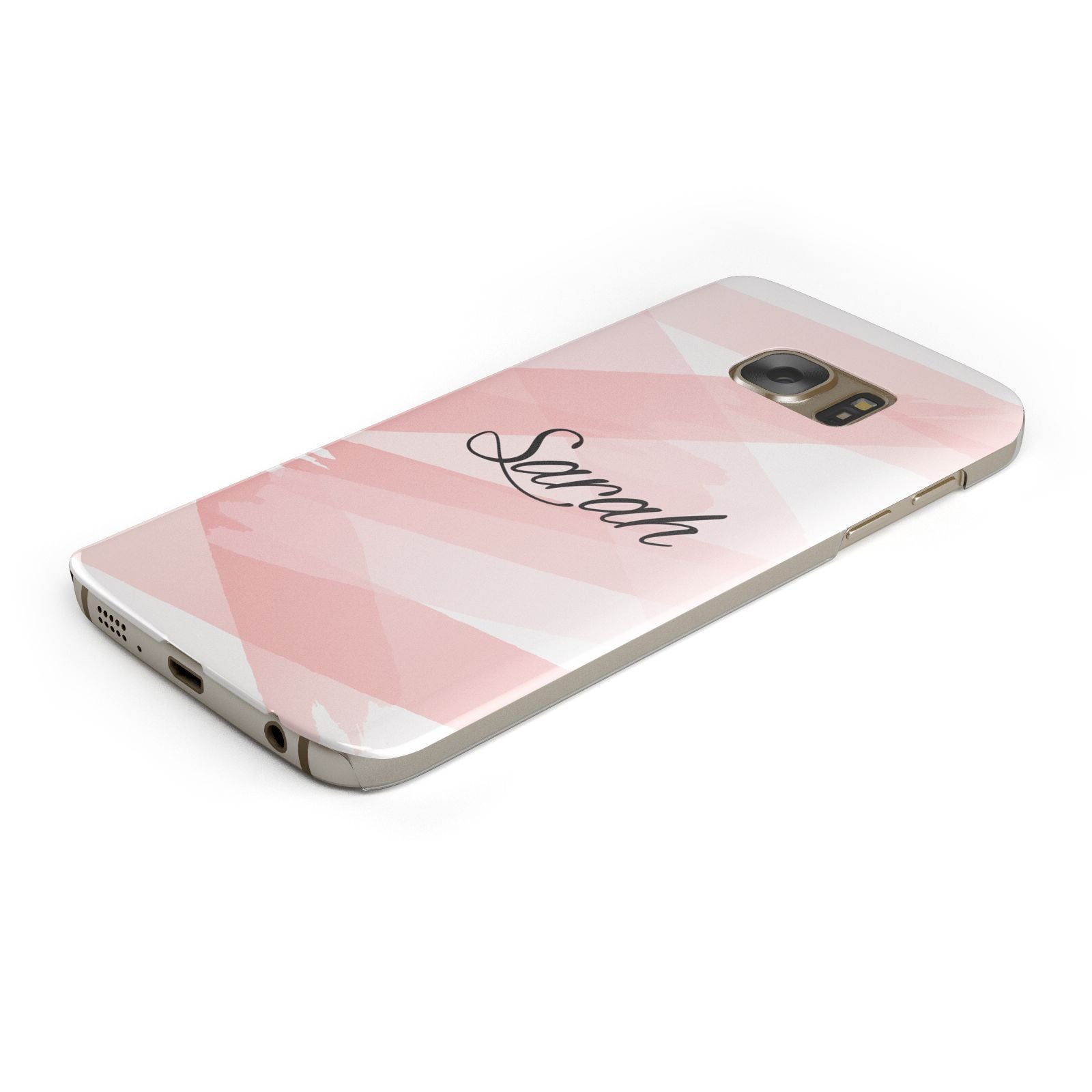 Personalised Pink Watercolour Name Samsung Galaxy Case Bottom Cutout