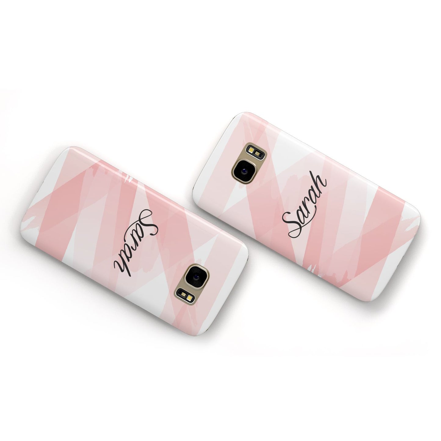 Personalised Pink Watercolour Name Samsung Galaxy Case Flat Overview
