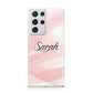 Personalised Pink Watercolour Name Samsung S21 Ultra Case