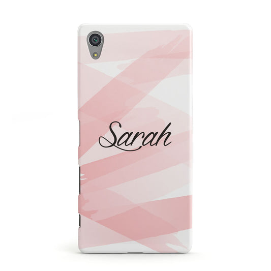Personalised Pink Watercolour Name Sony Xperia Case