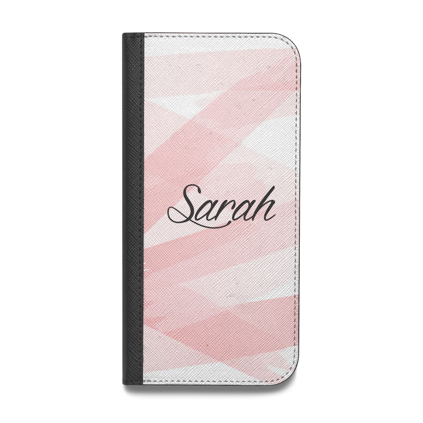 Personalised Pink Watercolour Name Vegan Leather Flip Samsung Case