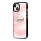 Personalised Pink Watercolour Name iPhone 13 Black Impact Case Side Angle on Silver phone