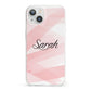 Personalised Pink Watercolour Name iPhone 13 Clear Bumper Case