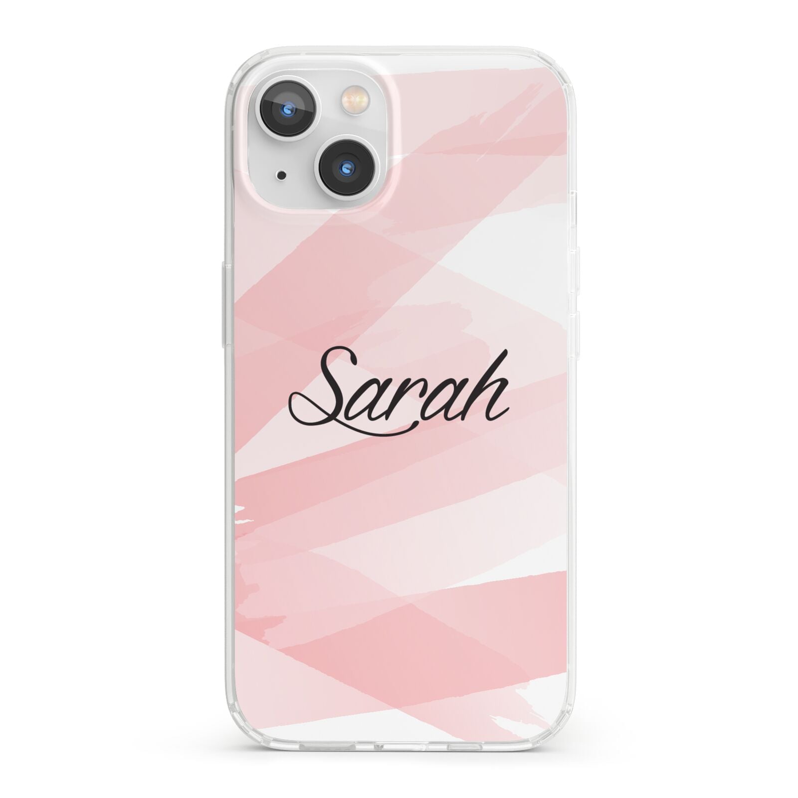 Personalised Pink Watercolour Name iPhone 13 Clear Bumper Case
