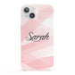 Personalised Pink Watercolour Name iPhone 13 Full Wrap 3D Snap Case