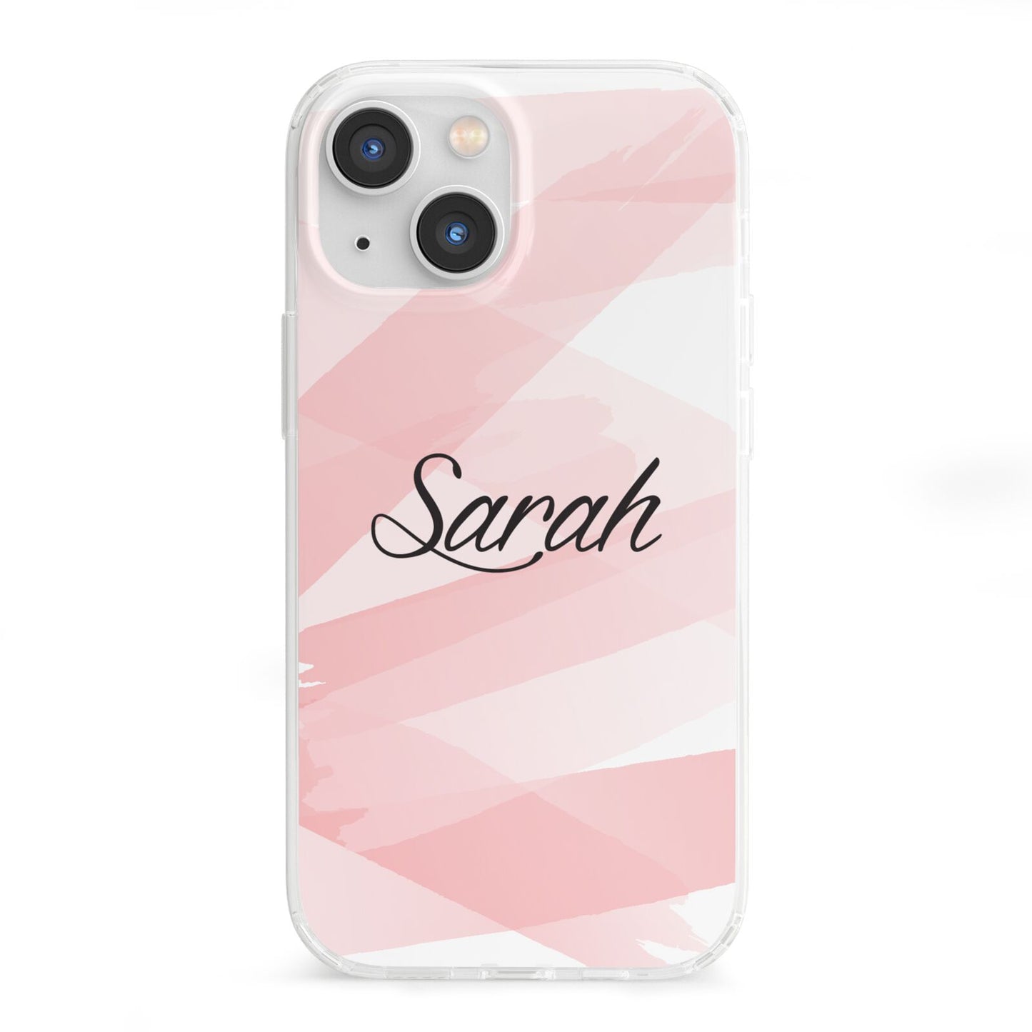Personalised Pink Watercolour Name iPhone 13 Mini Clear Bumper Case