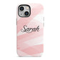 Personalised Pink Watercolour Name iPhone 13 Mini Full Wrap 3D Tough Case