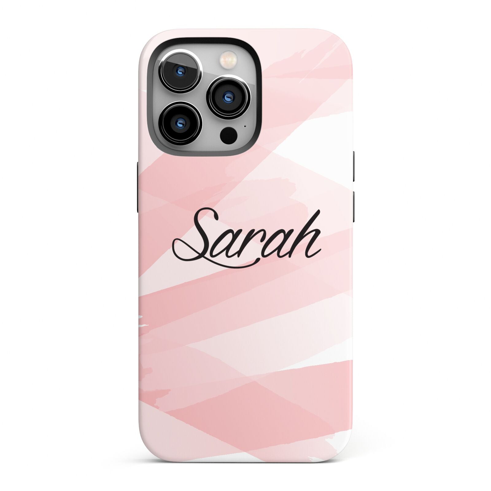 Personalised Pink Watercolour Name iPhone 13 Pro Full Wrap 3D Tough Case