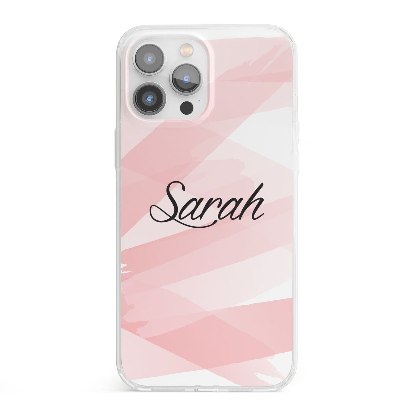 Personalised Pink Watercolour Name iPhone 13 Pro Max Clear Bumper Case