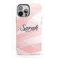 Personalised Pink Watercolour Name iPhone 13 Pro Max Full Wrap 3D Tough Case