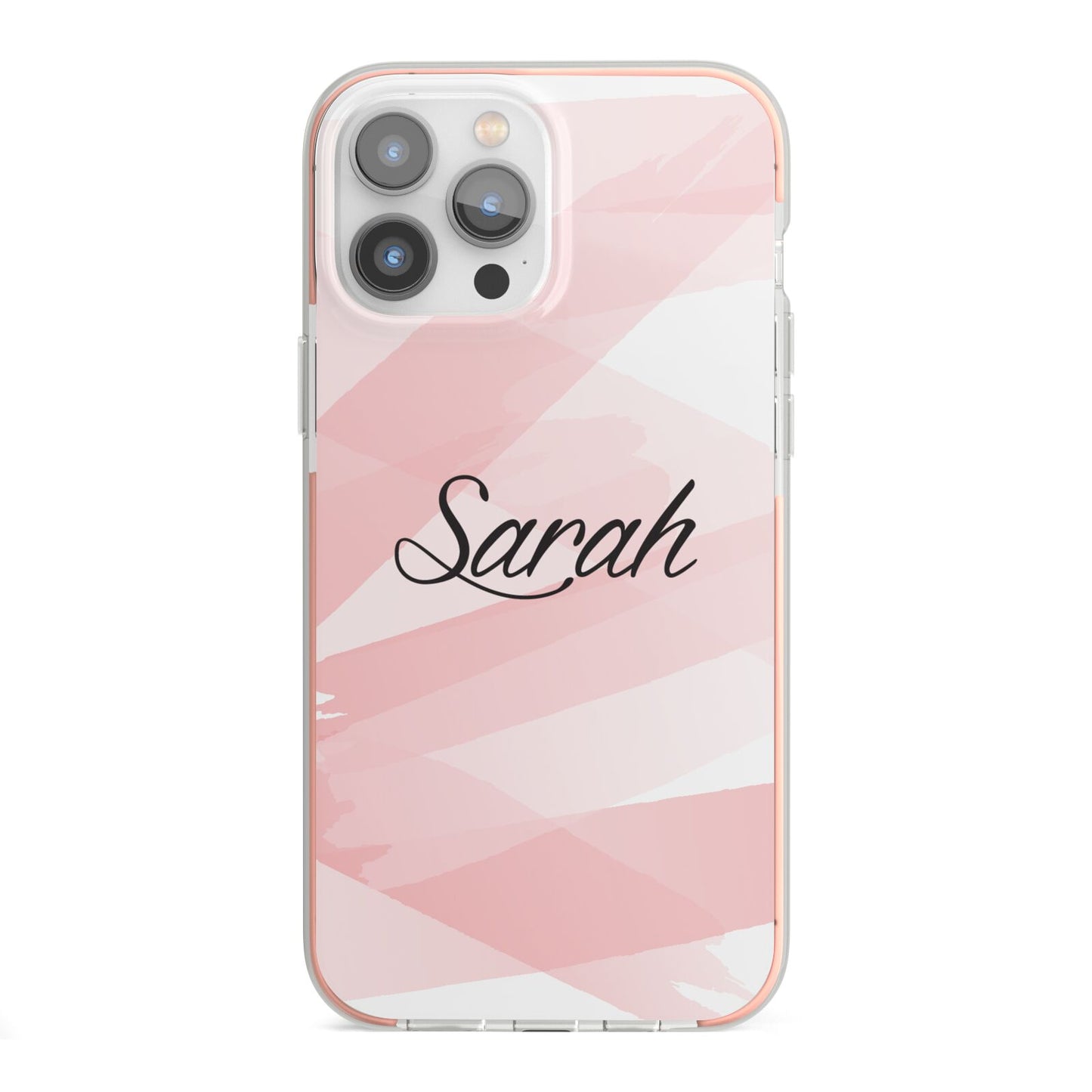 Personalised Pink Watercolour Name iPhone 13 Pro Max TPU Impact Case with Pink Edges