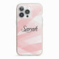 Personalised Pink Watercolour Name iPhone 13 Pro TPU Impact Case with Pink Edges