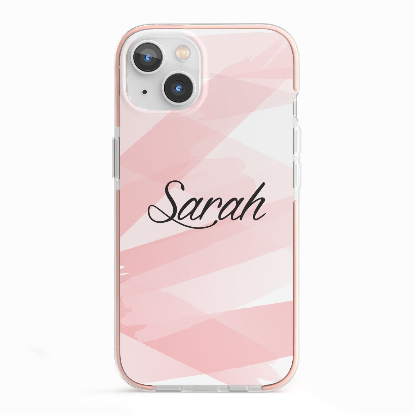 Personalised Pink Watercolour Name iPhone 13 TPU Impact Case with Pink Edges