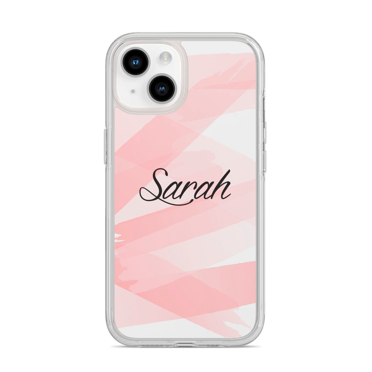 Personalised Pink Watercolour Name iPhone 14 Clear Tough Case Starlight