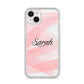 Personalised Pink Watercolour Name iPhone 14 Plus Glitter Tough Case Starlight