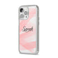 Personalised Pink Watercolour Name iPhone 14 Pro Max Clear Tough Case Silver Angled Image