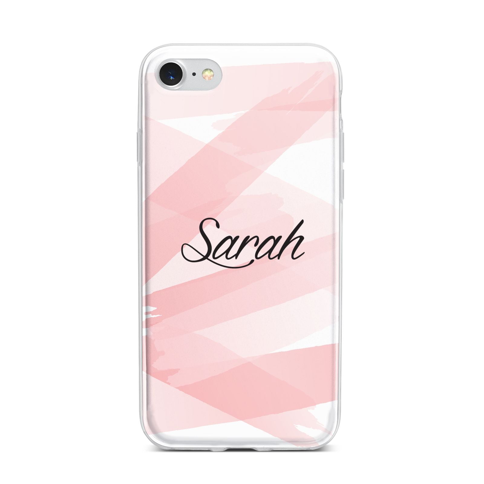Personalised Pink Watercolour Name iPhone 7 Bumper Case on Silver iPhone