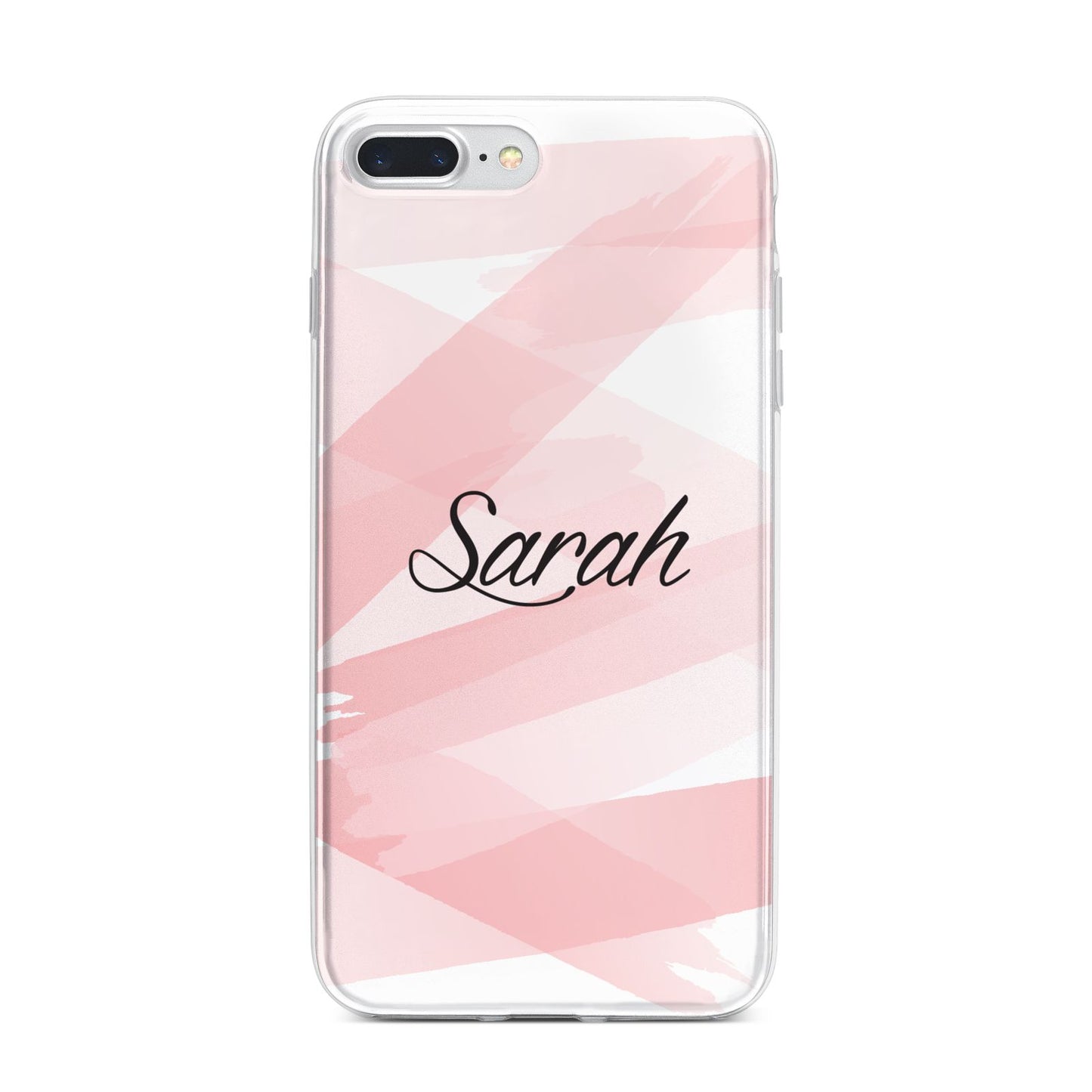 Personalised Pink Watercolour Name iPhone 7 Plus Bumper Case on Silver iPhone