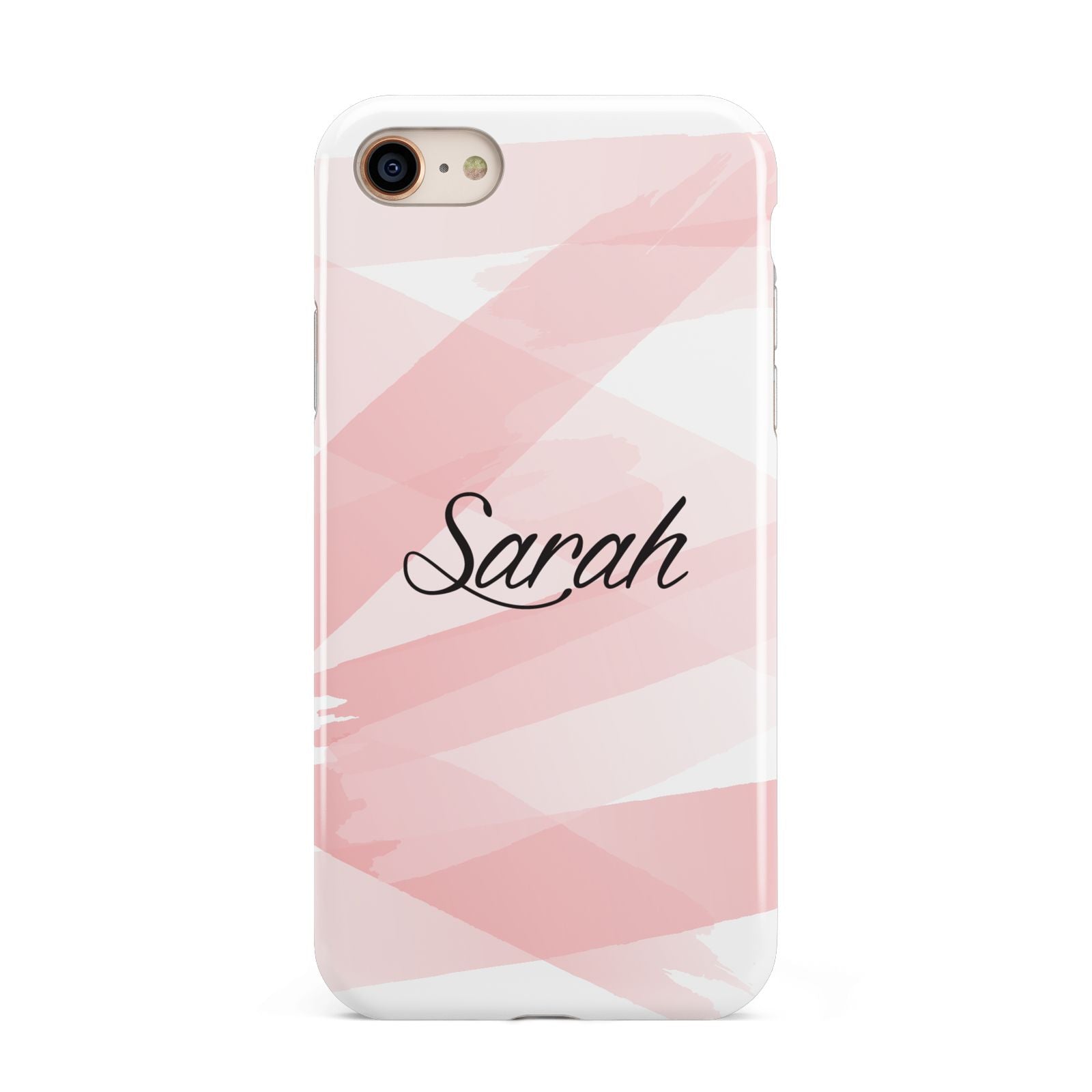 Personalised Pink Watercolour Name iPhone 8 3D Tough Case on Gold Phone