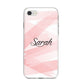 Personalised Pink Watercolour Name iPhone 8 Bumper Case on Silver iPhone