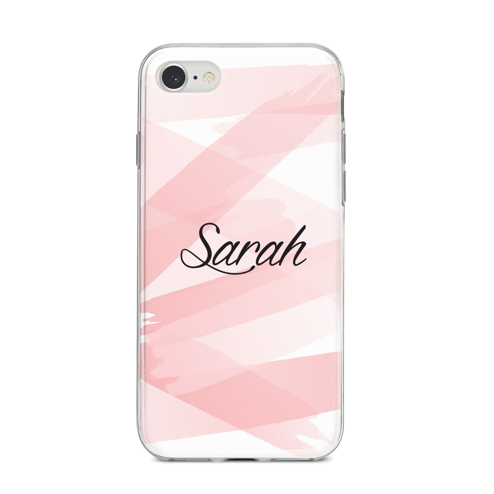 Personalised Pink Watercolour Name iPhone 8 Bumper Case on Silver iPhone