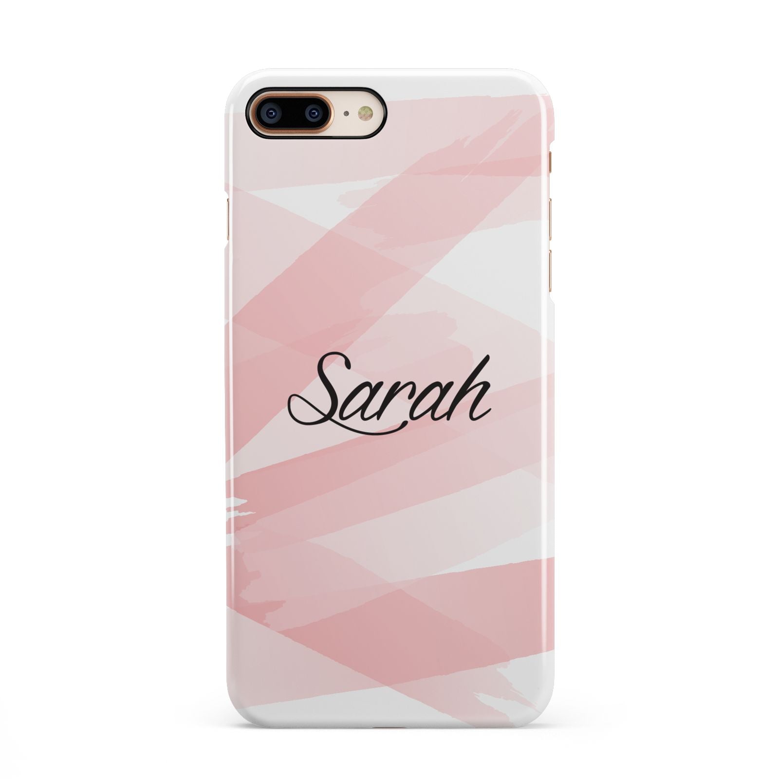 Personalised Pink Watercolour Name iPhone 8 Plus 3D Snap Case on Gold Phone