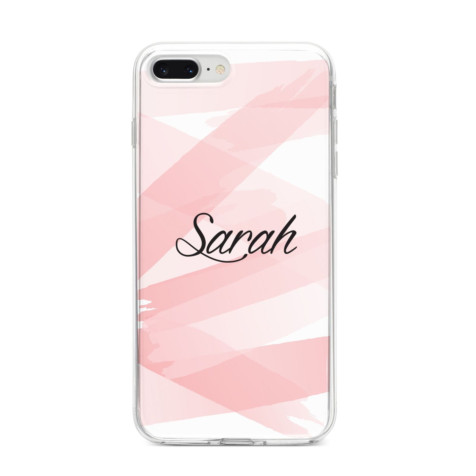 Personalised Pink Watercolour Name iPhone 8 Plus Bumper Case on Silver iPhone