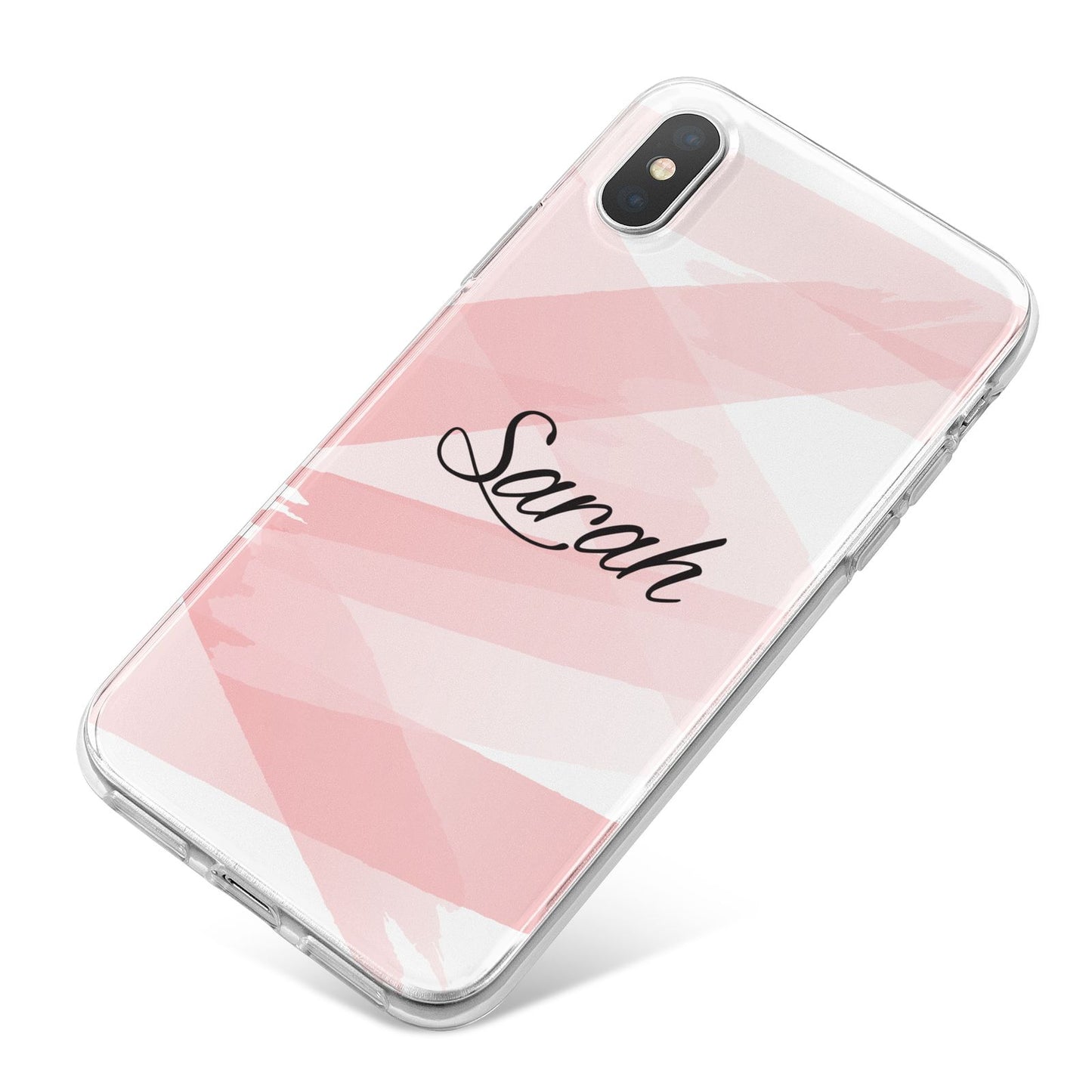 Personalised Pink Watercolour Name iPhone X Bumper Case on Silver iPhone