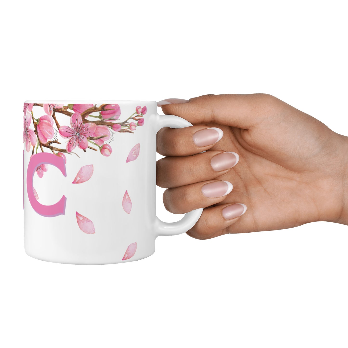 Personalised Pink White Blossom 10oz Mug Alternative Image 4