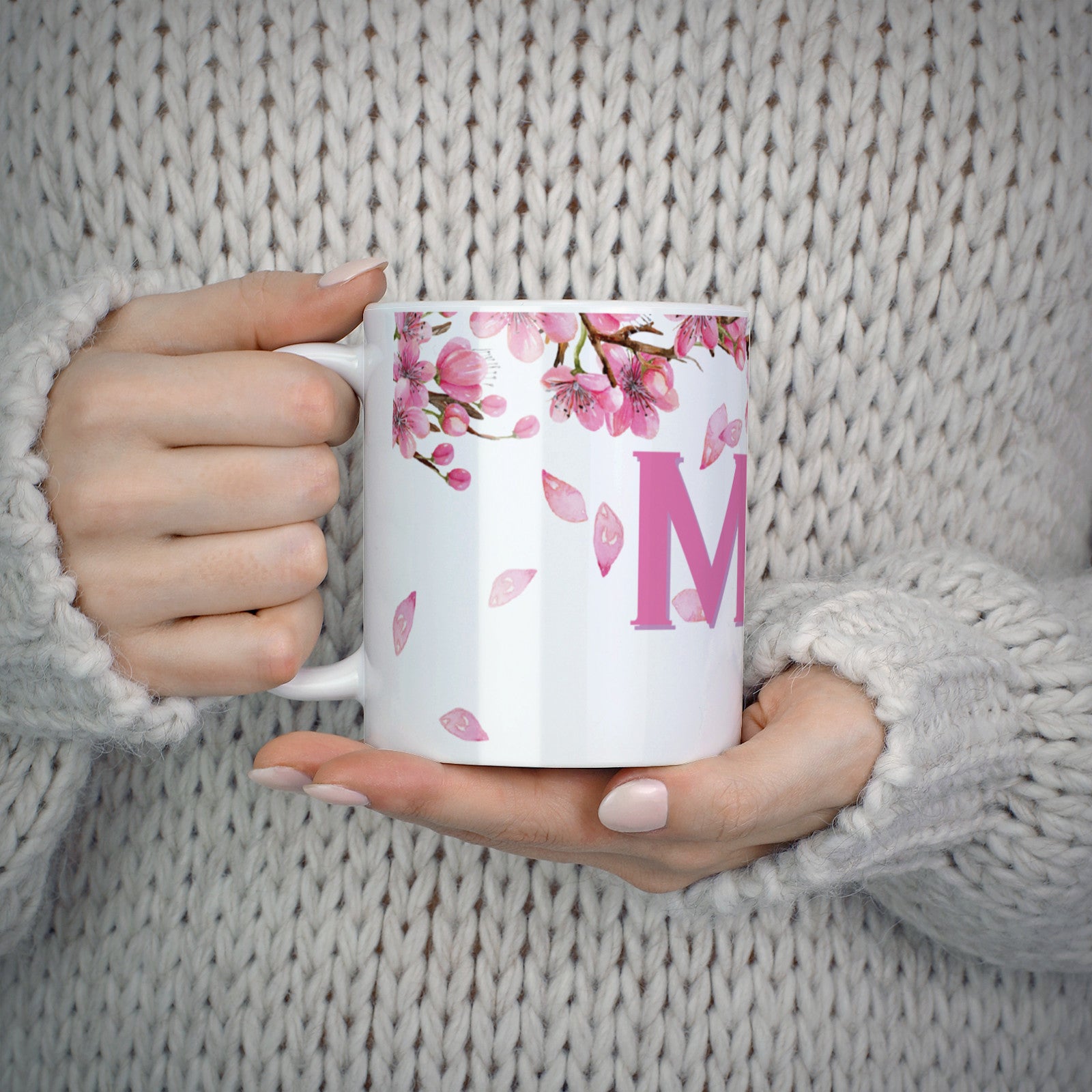 Personalised Pink White Blossom 10oz Mug Alternative Image 5